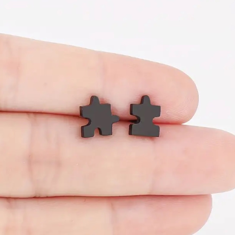 Puzzle Piece Black Earrings
